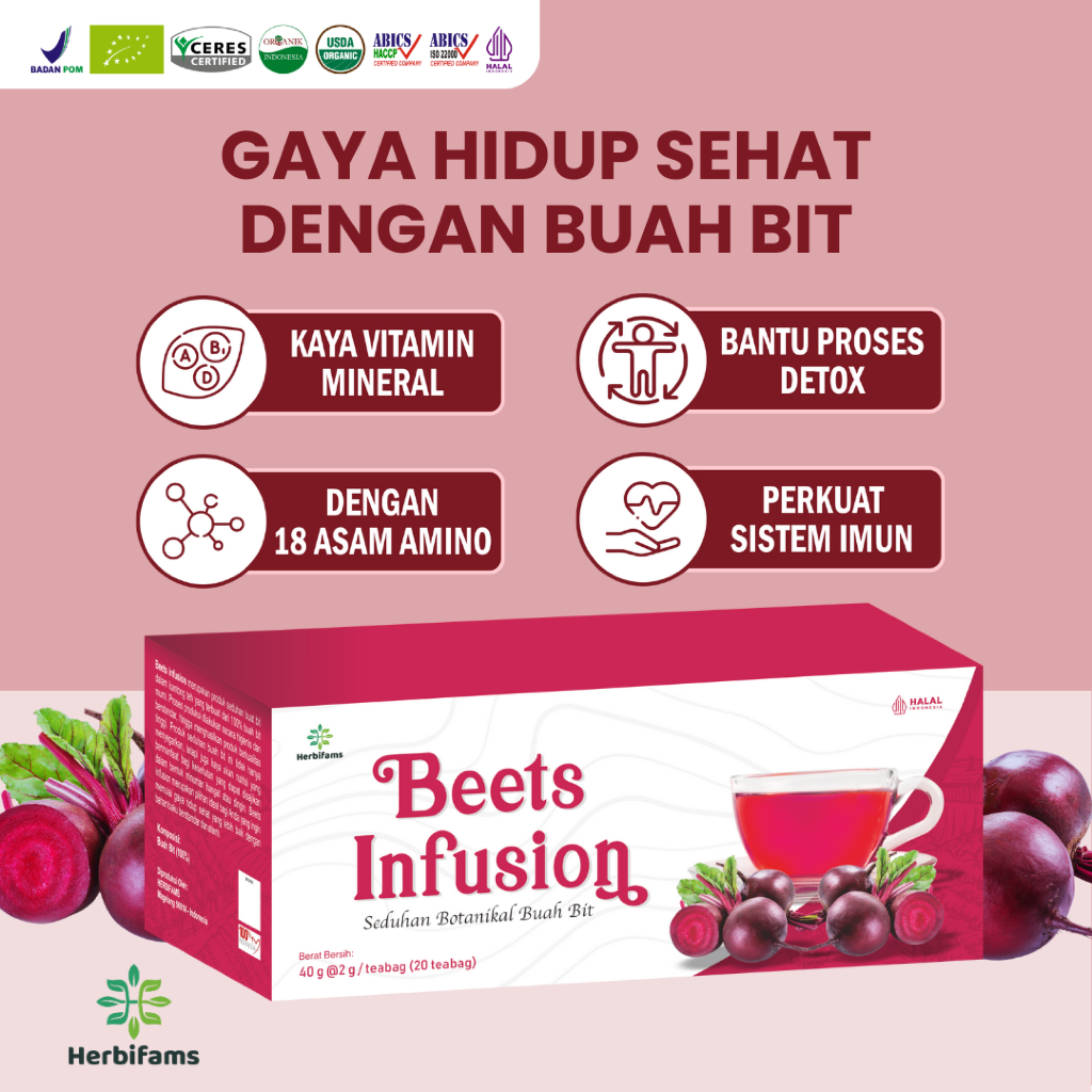 

Moera - Beets Infusion Teabag Premium - Seduhan Botanikal Buah Bit Organik - Teh Celup Buah Bit Premium