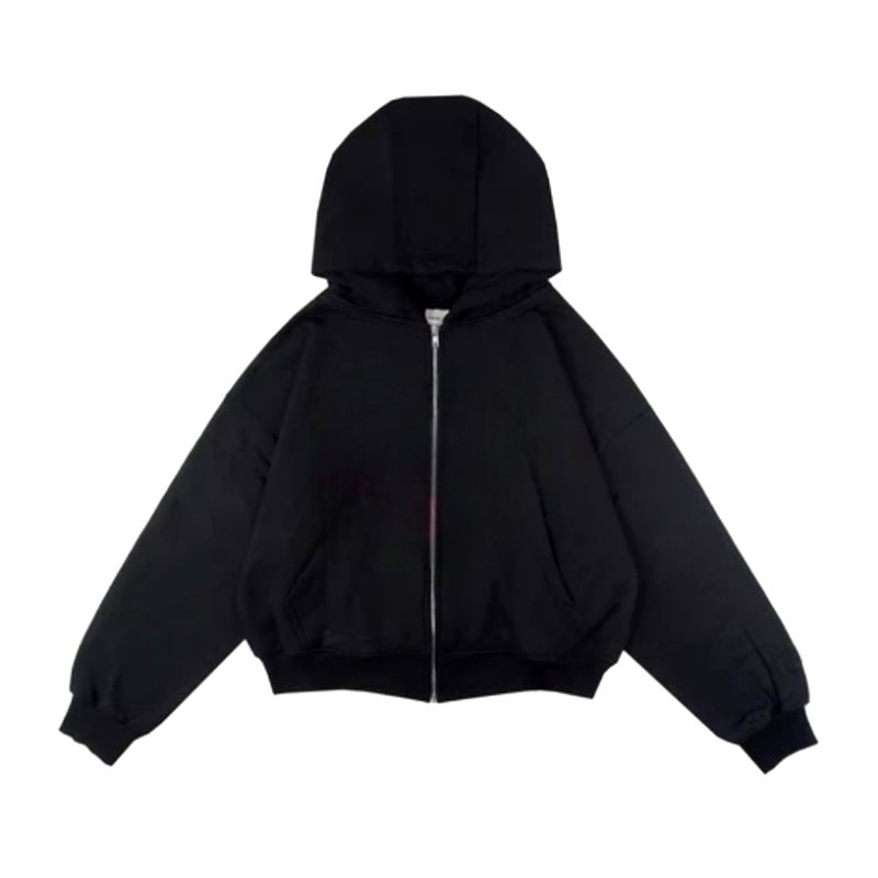 Zipper Hoodie Boxy Basic Hitam 330 Gsm | Snpb.Studio