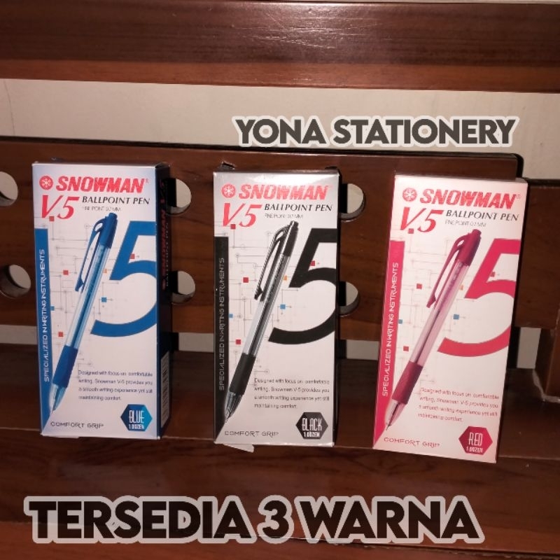 

Pulpen Snowman V.5 /V5 Cetek | 0.7mm | 1 Pak: 12 Pcs | Tersedia 3 Warna: Hitam, Biru, Merah
