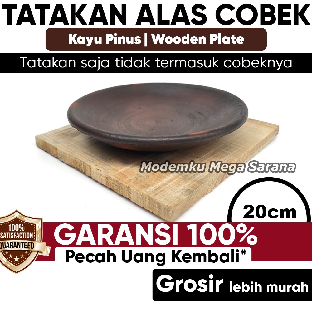 Kayu Tatakan Alas Cobek Sambal Gami Lepek Wooden Plate - 20x20 cm