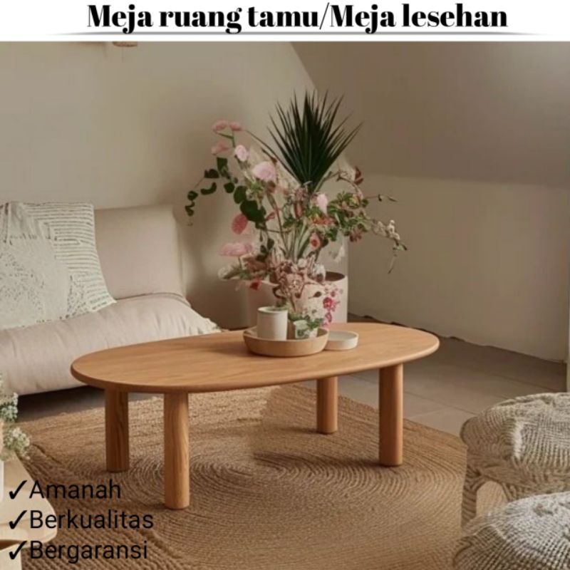 meja ruang tamu minimalis modern meja lesehan kayu estetik meja kopi bundar meja lipat aesthetic