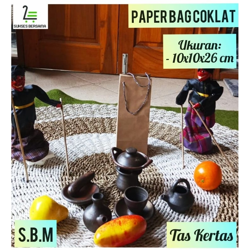 

Paper Bag Coklat 10 x10 x26 cm/Paperbag Botol minum/Tas Kado/Tas Kertas