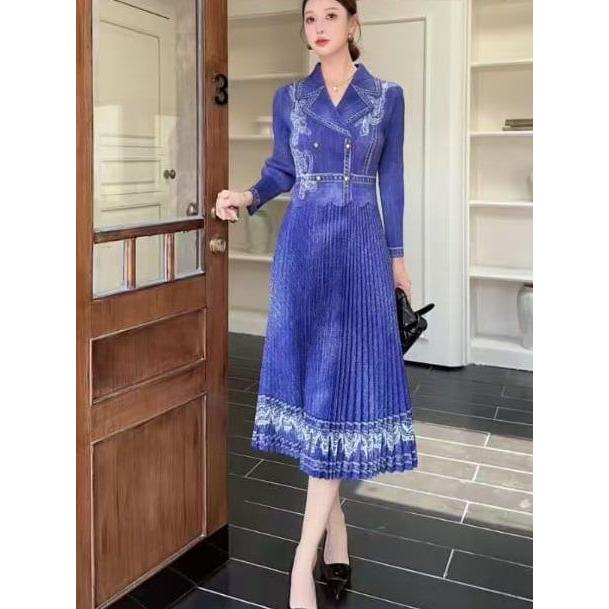Dress plisket KD578 // dress plisket lengan panjang // dress plisket berkerah // dress formal