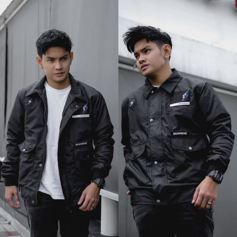 JAKET PARASUT Fligh Premium-Jacket Bomber Hitam Pria Wanita Distro