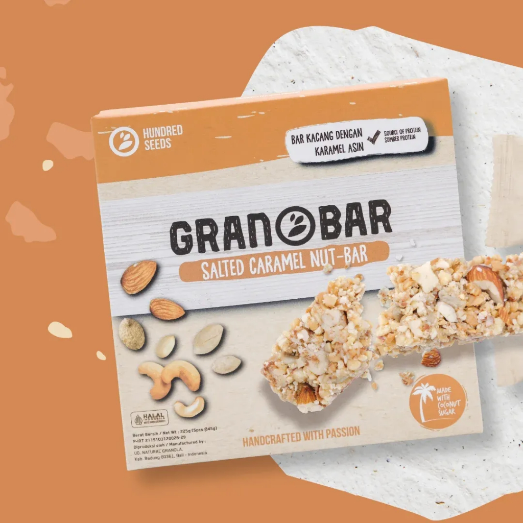 

GRANOBAR - SALTED CARAMEL NUT BAR BOX 5 PCS | GRANOLA CREATIONS GRANOBAR GRANOLA BAR / SEREAL BAR MIX HEALTHY SNACK 45 Gr