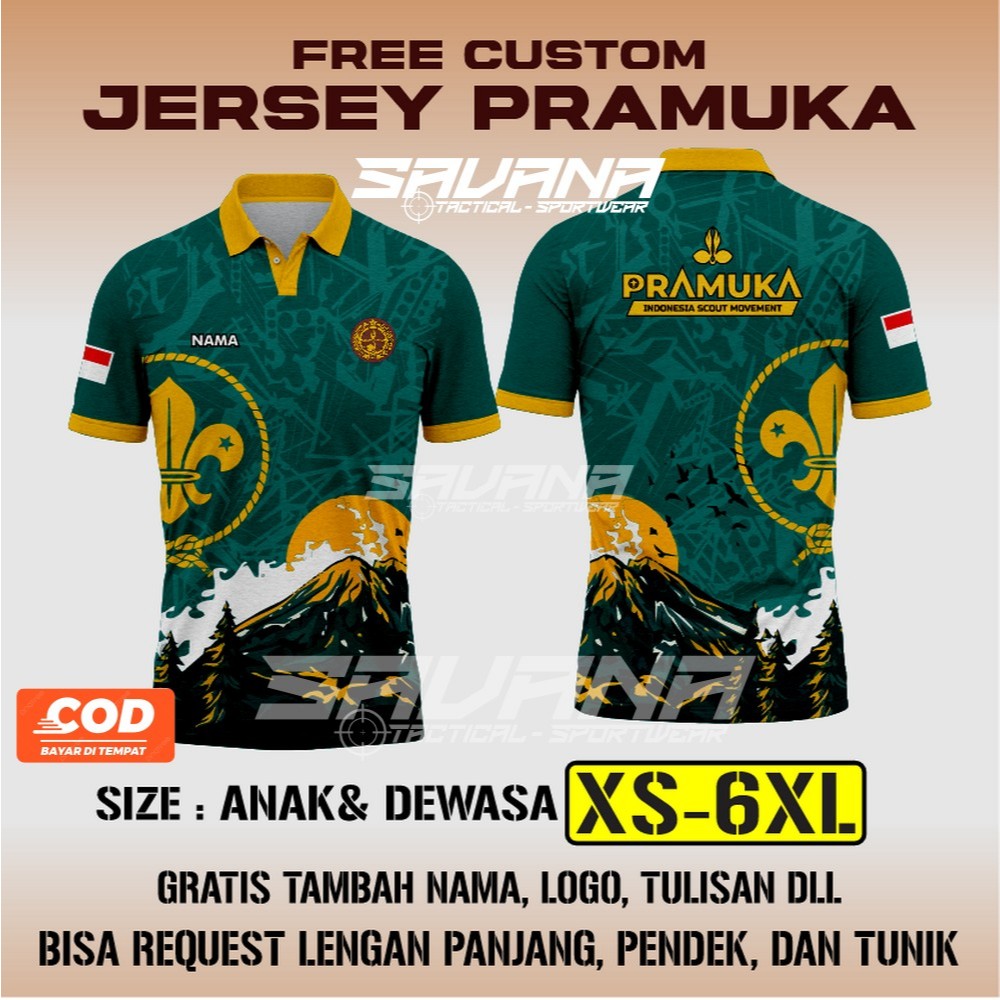 SAVANA - Jersey premium PRAMUKA printing penggalang pdh pdl custom / baju / kaos PR120