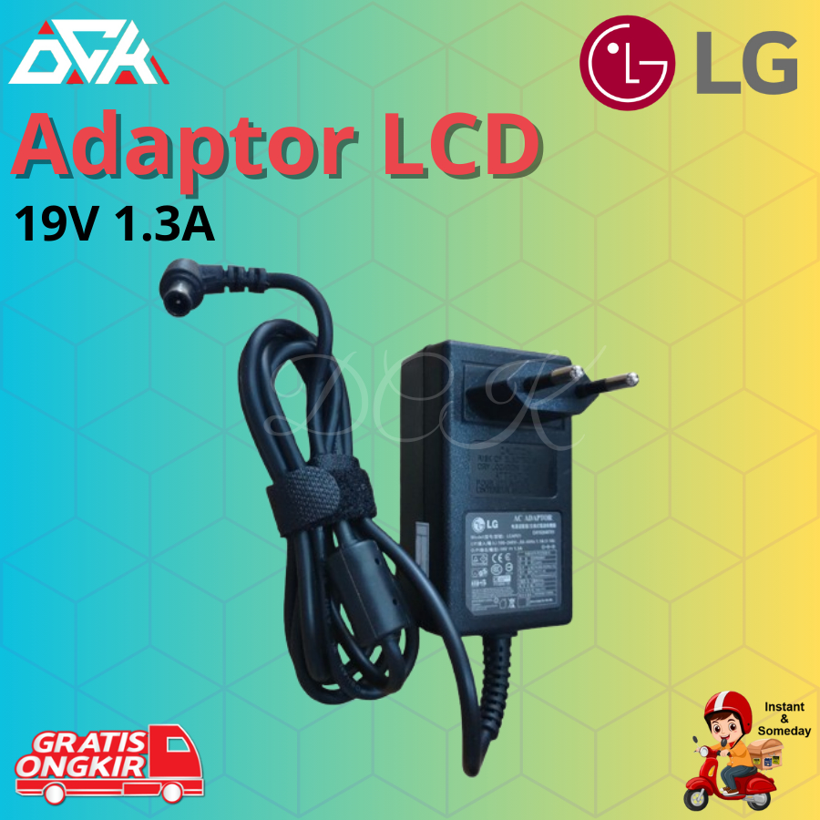 Adapter LG 19V 1.3A AC Adaptor Charger Monitor TV LED / LCD