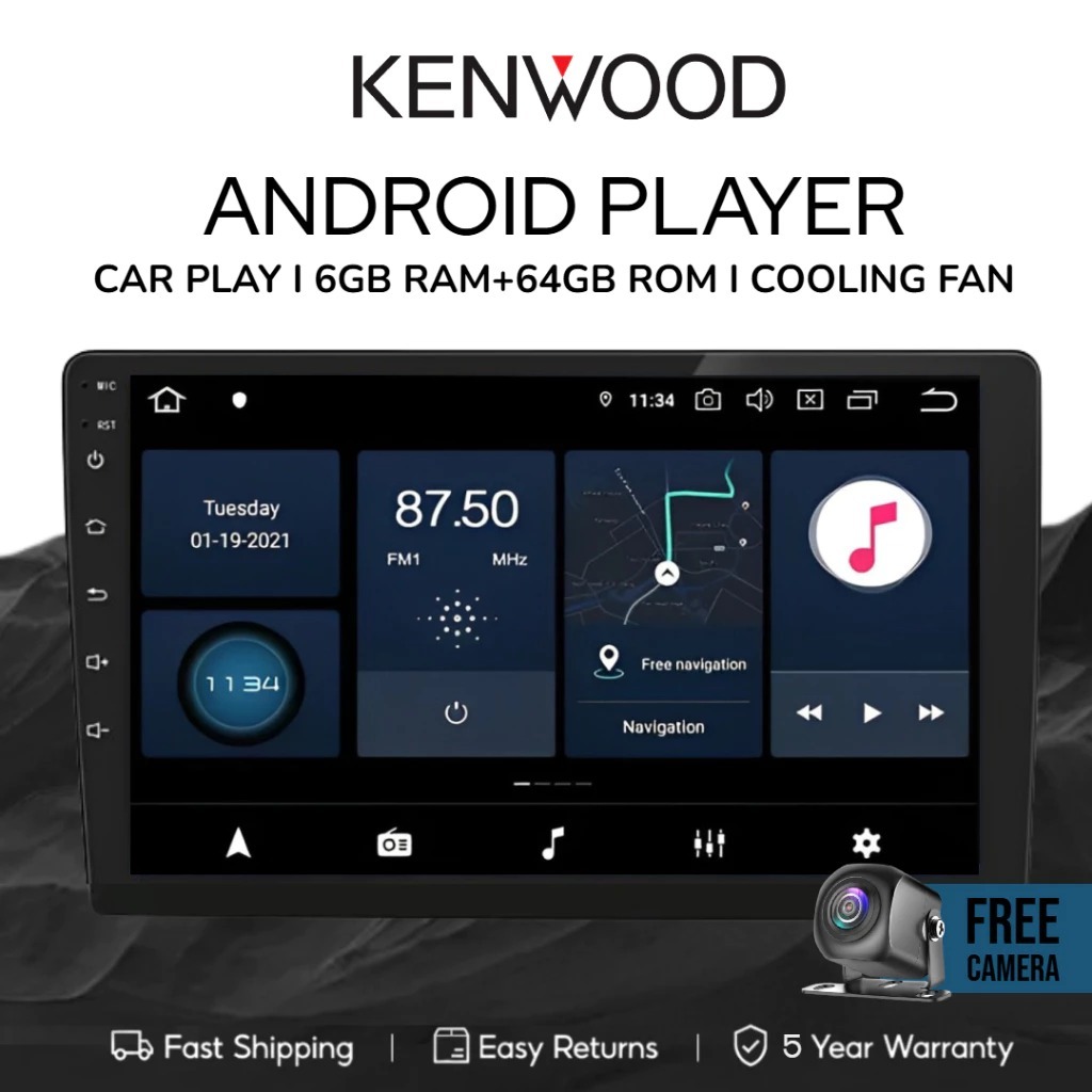 [6𝐆𝐁 𝐑𝐀𝐌+64𝐆𝐁 𝐑𝐎𝐌] Kenwood 2025 Newest Android Player "9"10 inch Quad Core Car Multimedia MP5 Player