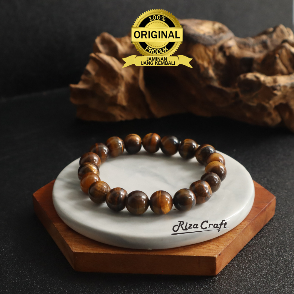 Gelang Natural Kayu Akar Bahar Tali Arus Laut ASLI Hitam Serat Emas 12mm
