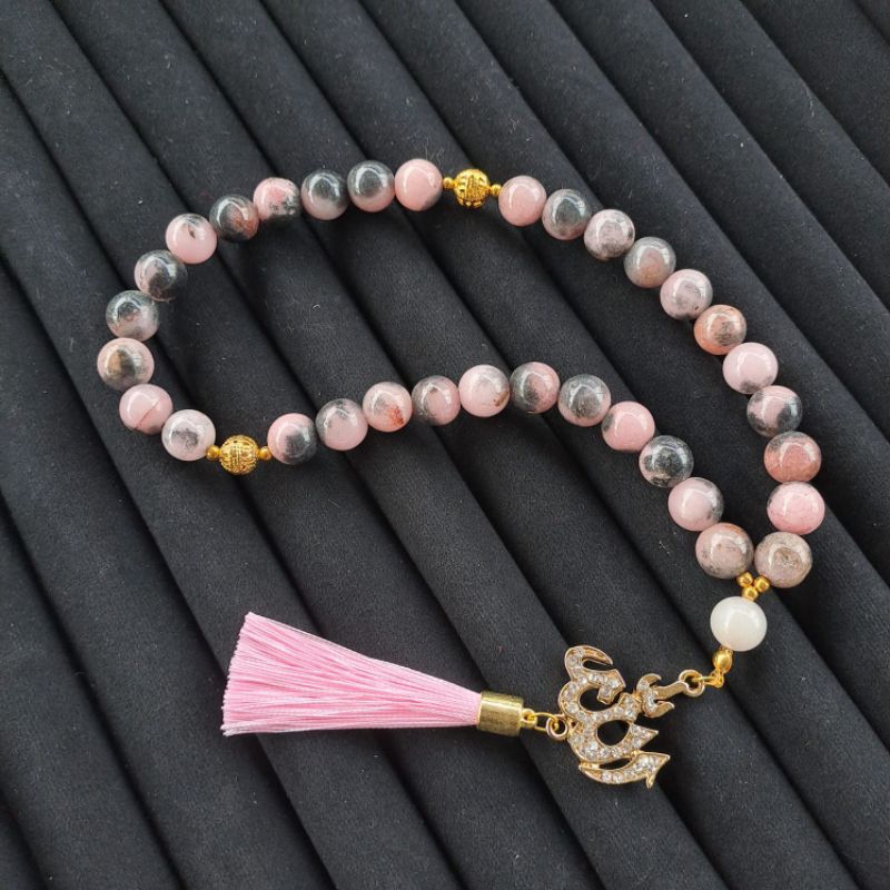 Tasbih Batu Natural Red Borneo Jumbo 10mm 33 Butir Lafadz Allah Rumbai kualitas terbaik