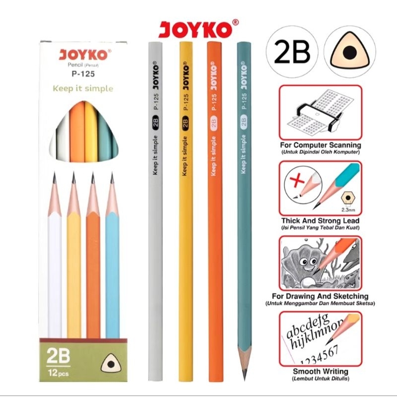 

Pensil Joyko P-125 2B 1 Pack 12 Pcs