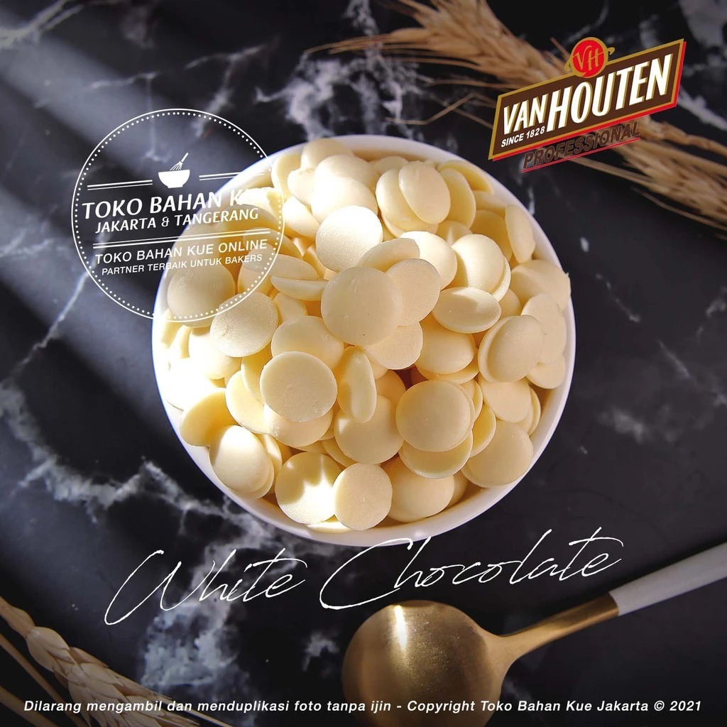 

Van Houten White 27,8% 500gr Chocolate Couverture Coin Cokelat Putih Susu Coklat Baking