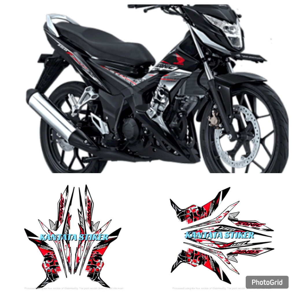 STIKER STRIPING MOTOR SONIC 150R 2015 full hitam merah