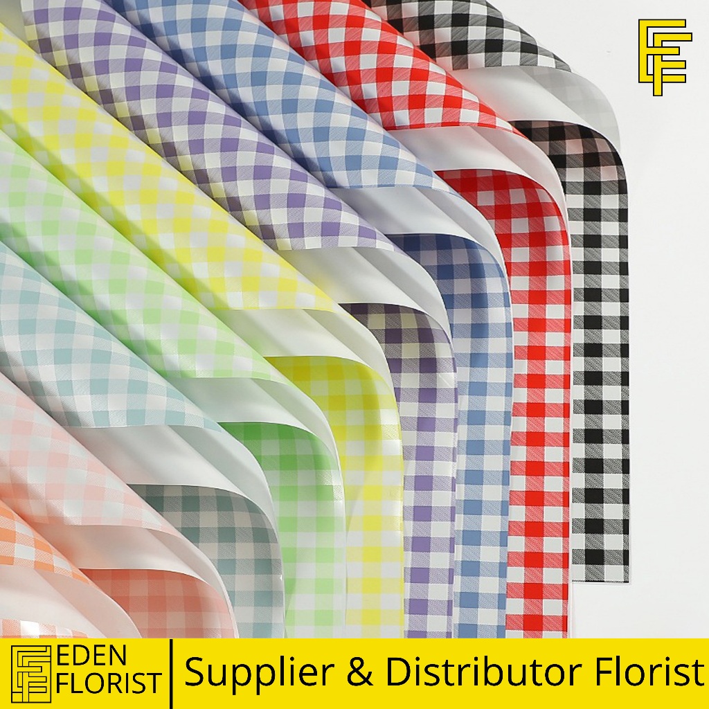 

20 LEMBAR Taplak Cellophane Kertas Buket Bunga Wrapping Paper Square Pattern Motif Kotak KB6012