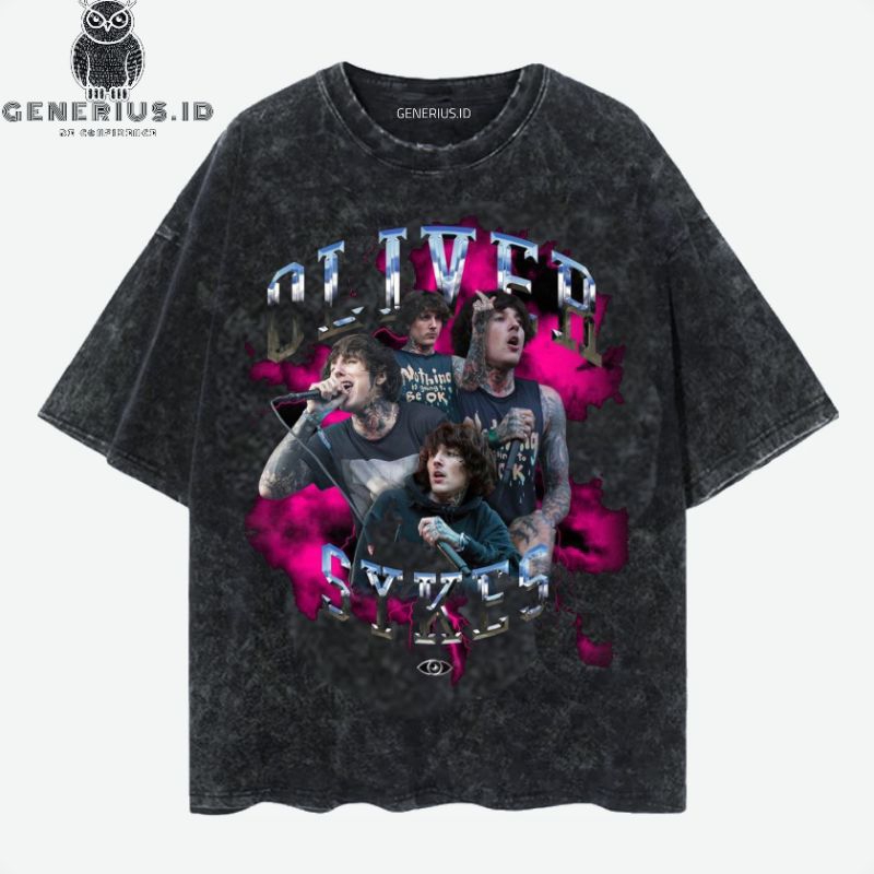 Kaos oversize washing band bmth oliver sykes vintage tee