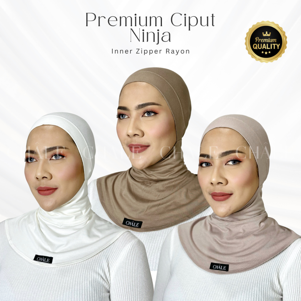 Châle Premium Inner Zipper/ Inner Ciput Hanum Zipper Bahan Rayon Adem