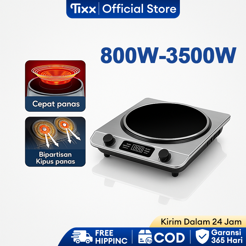 TIXX Kompor Induksi Denpoo 1500W Kompor Lnduksi  Listrik Low Watt 2 Tungku