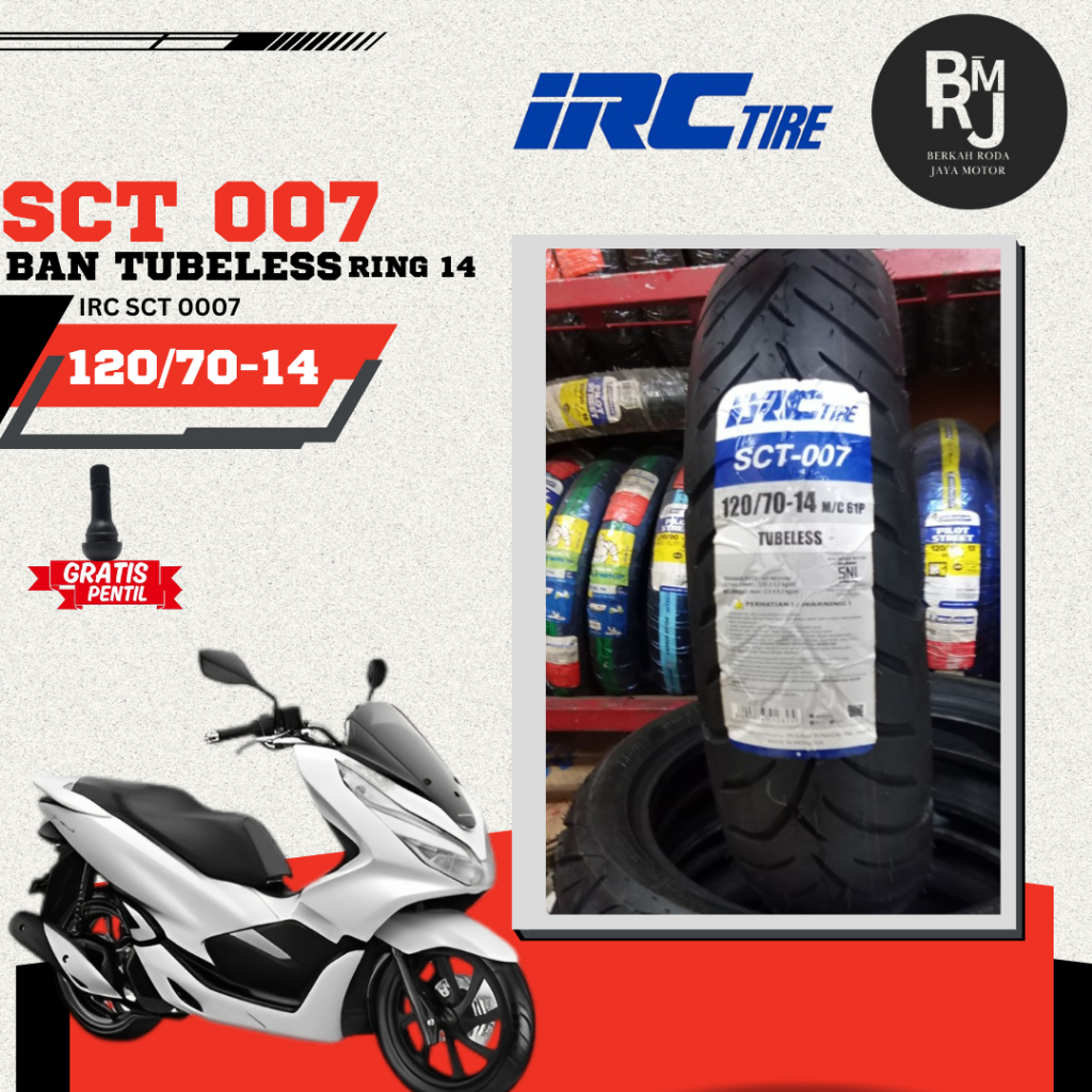 BAN MOTOR VARIO 160 IRC SCT-006 & SCT-007 TUBELESS SEPASANG / SATUAN  DEPAN BELAKANG HONDA VARIO 160