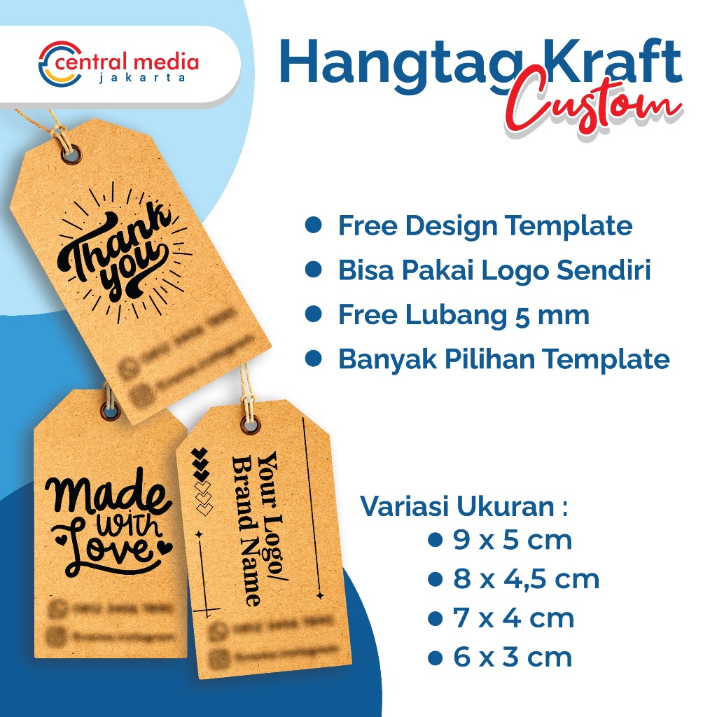 

Hang Tag Kraft Custom Logo Brand Thank You Made With Love Gantungan Hampers Produk