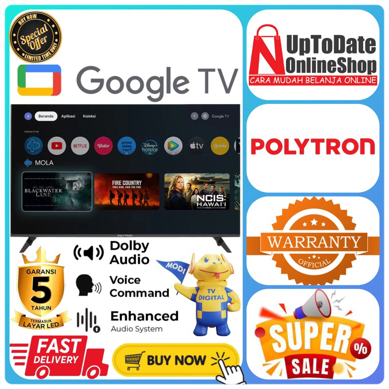 TV POLYTRON PLD40RG9059 PLD40RG 40RG GOOGLE SMART TV FHD LED POLYTRON 4K UHD SMART GOOGLE TV POLYTRO