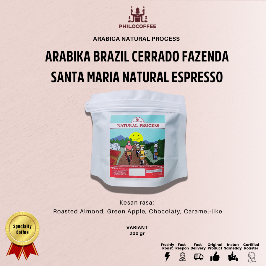 

Biji Kopi Arabika Brazil Cerrado Fazenda Santa Maria Natural | Kopi Import | Arabica Coffee - 200gr