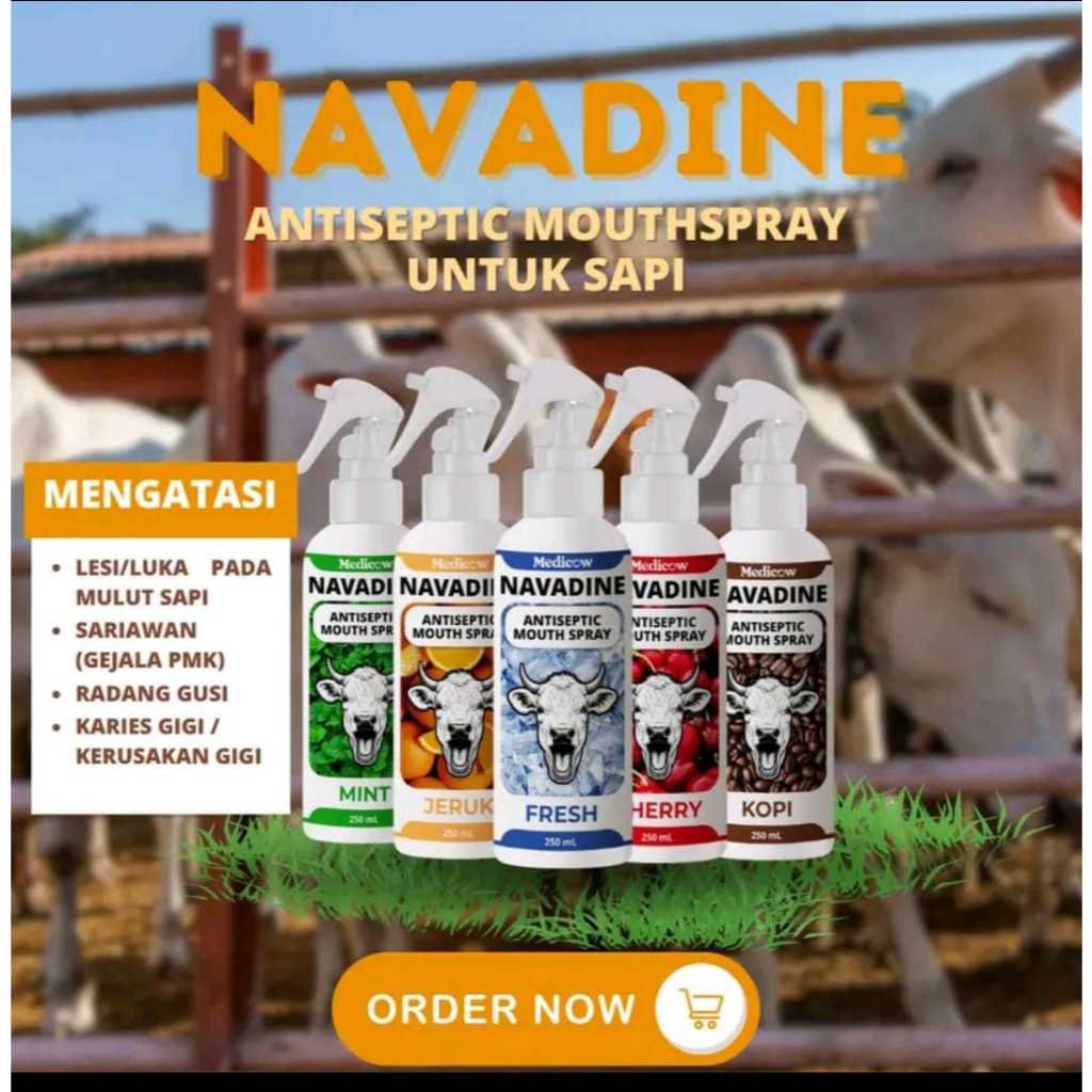 Navadine Antiseptic Mouthspray 250ML Obat Mulut Spray Sapi Obat Sariawan Sapi Obat Radang Gusi Sapi 