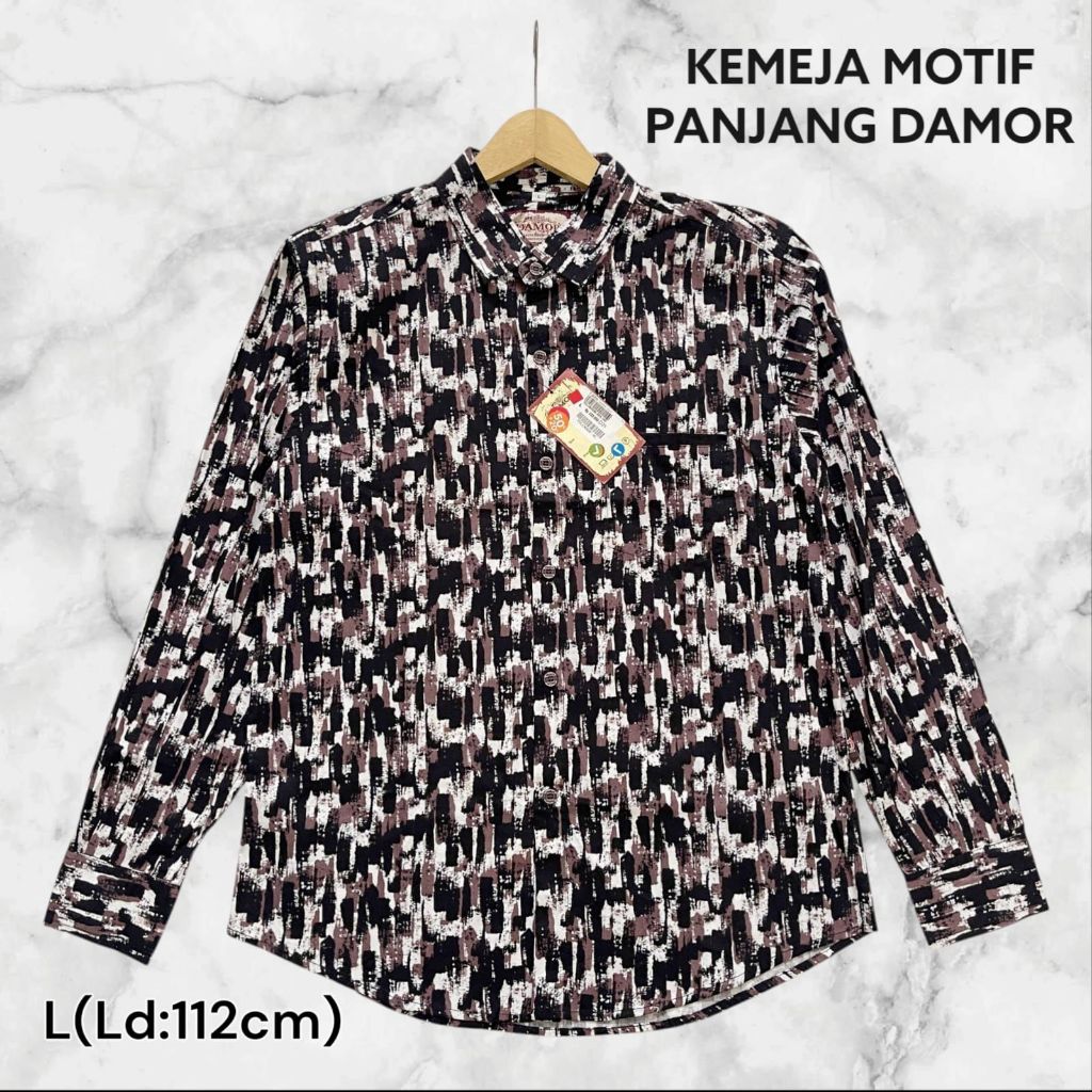 KEMEJA COWOK MOTIF DAMOR PANJANG ORIGINAL