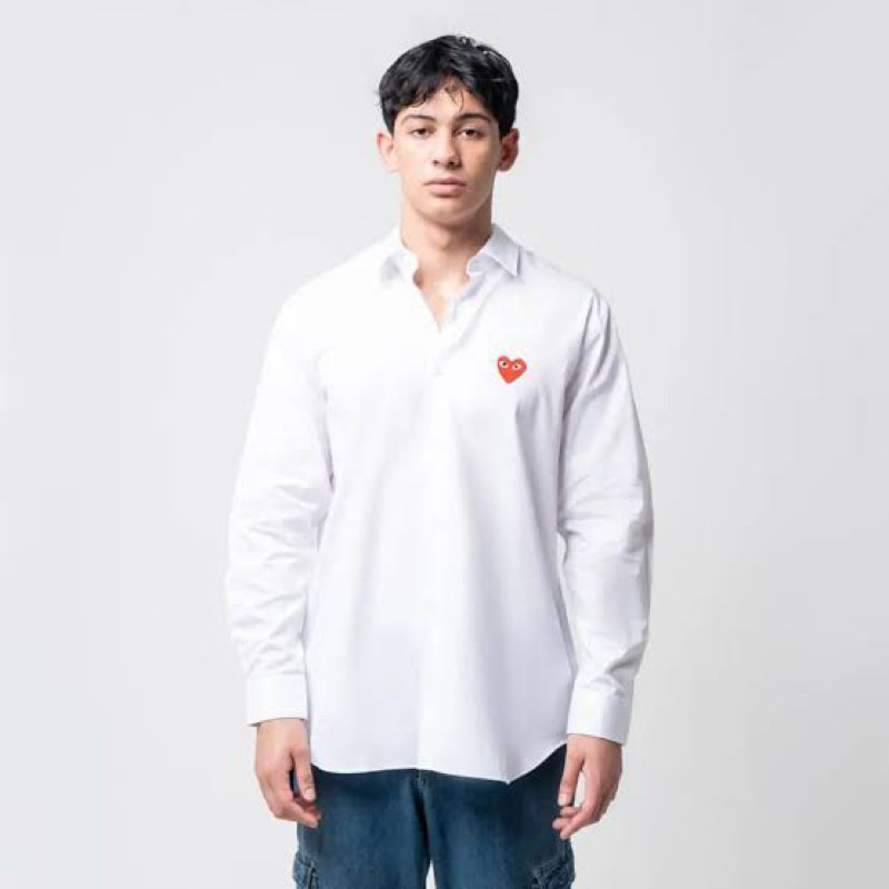 Kemeja Comme Des Garcons Play CDG White Shirt