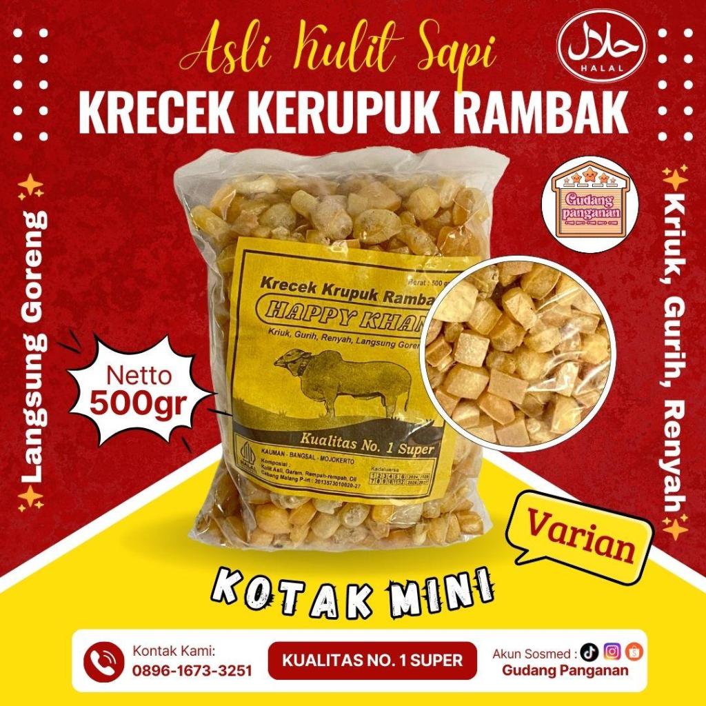 

KERUPUK KULIT SAPI KUALITAS PREMIUM/ RAMBAK MENTAH / DOROKDOK ASLI MOJOKERTO(KOTAK MINI)