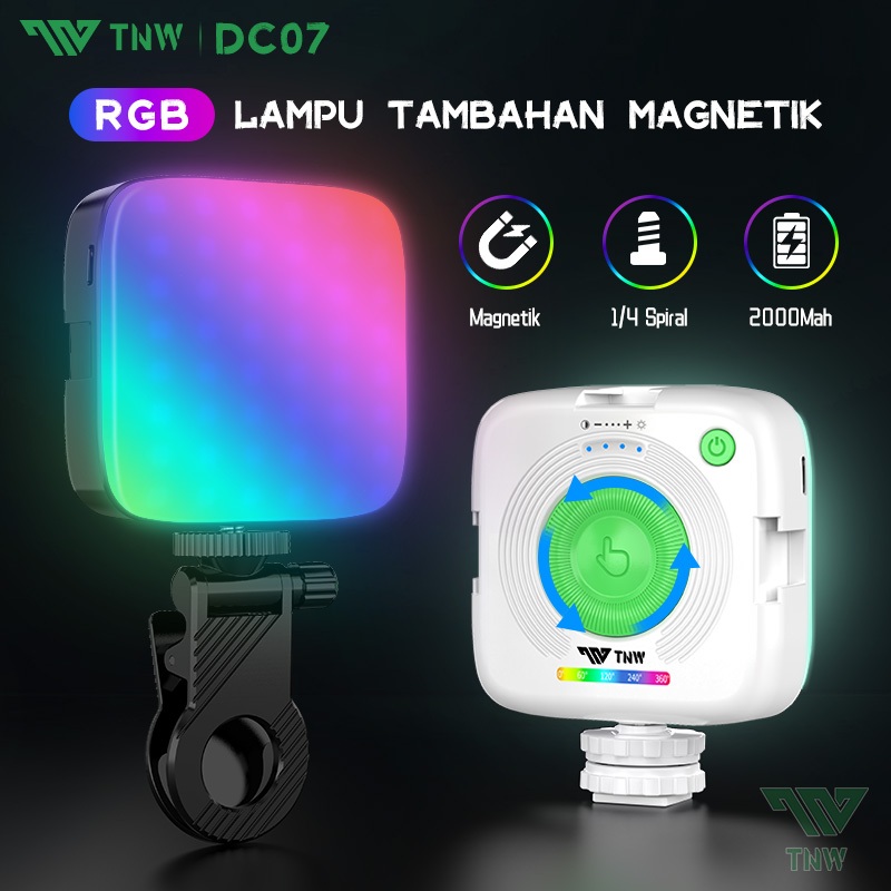 TNW DC07 Mini RGB LED Lampu Magnetic Fill Light Video Lighting Konten Kreator Selfie Light Untuk Han