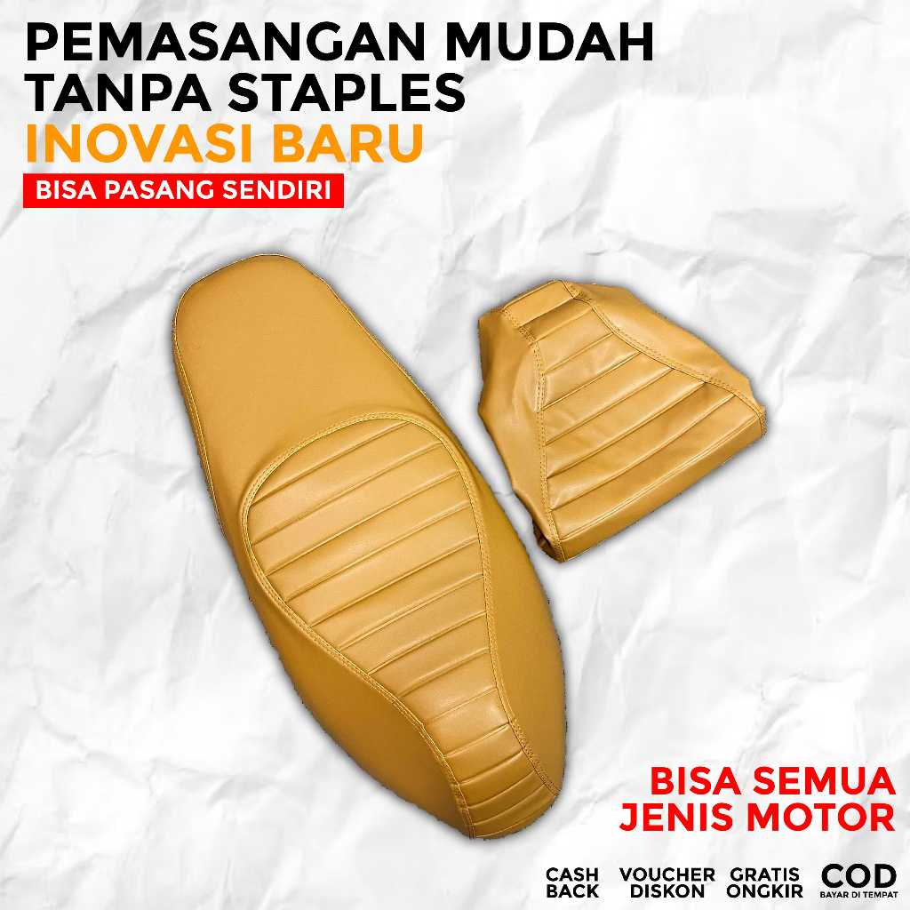 sarung jok kulit motor mio nmax beat vario cover jok kulit scoopy genio pcx nmax warna coklat muda