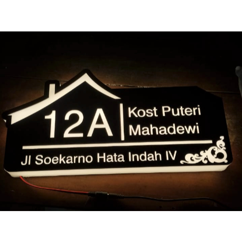 Nomor Rumah LED BOX Minimalis Akrilik Modern