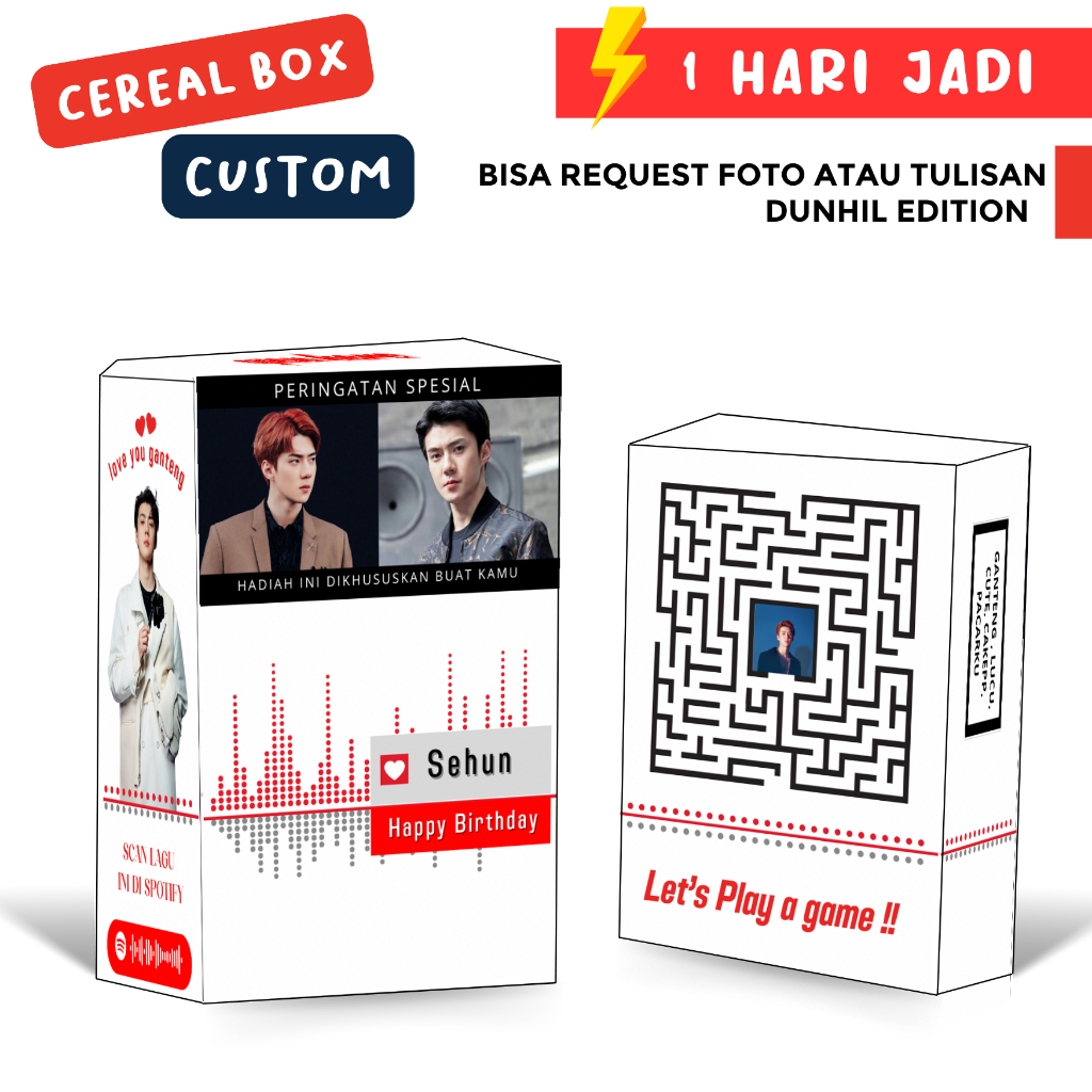 cereal box custom edisi dunhill | box custom | giftbox custom | cereal gift box | kado lucu | kado u