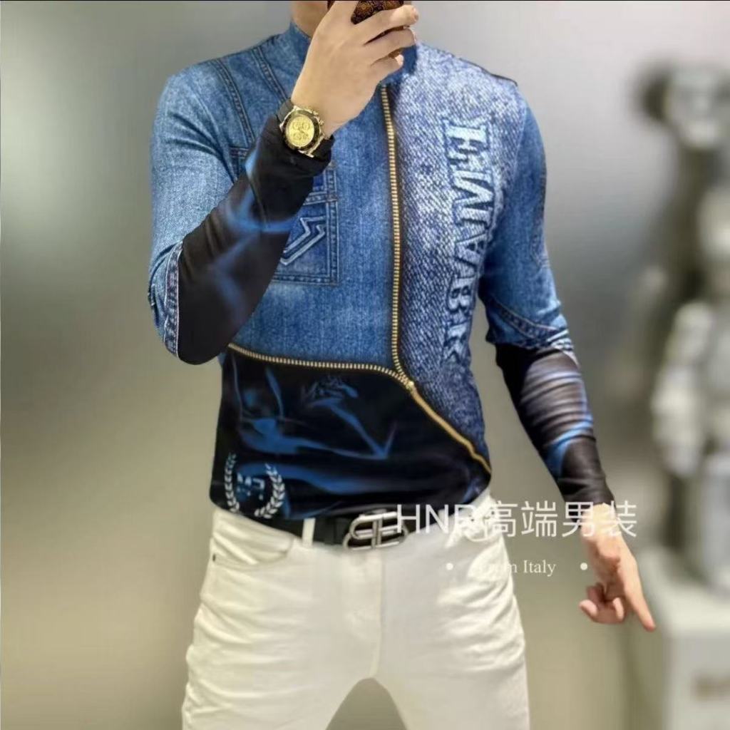 Baju Dalaman Lengan Panjang, Baju Dalaman Kasual Setengah Leher Kura-kura, Lengan Panjang, Warna Coc