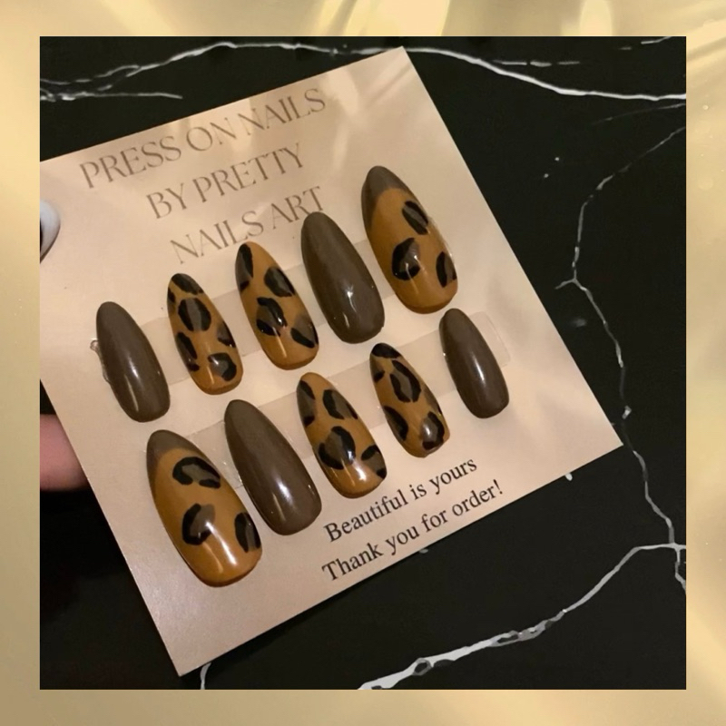 Press On Nails | Kuku Palsu | Motif Leopard (HANDMADE) by Pretty Nails