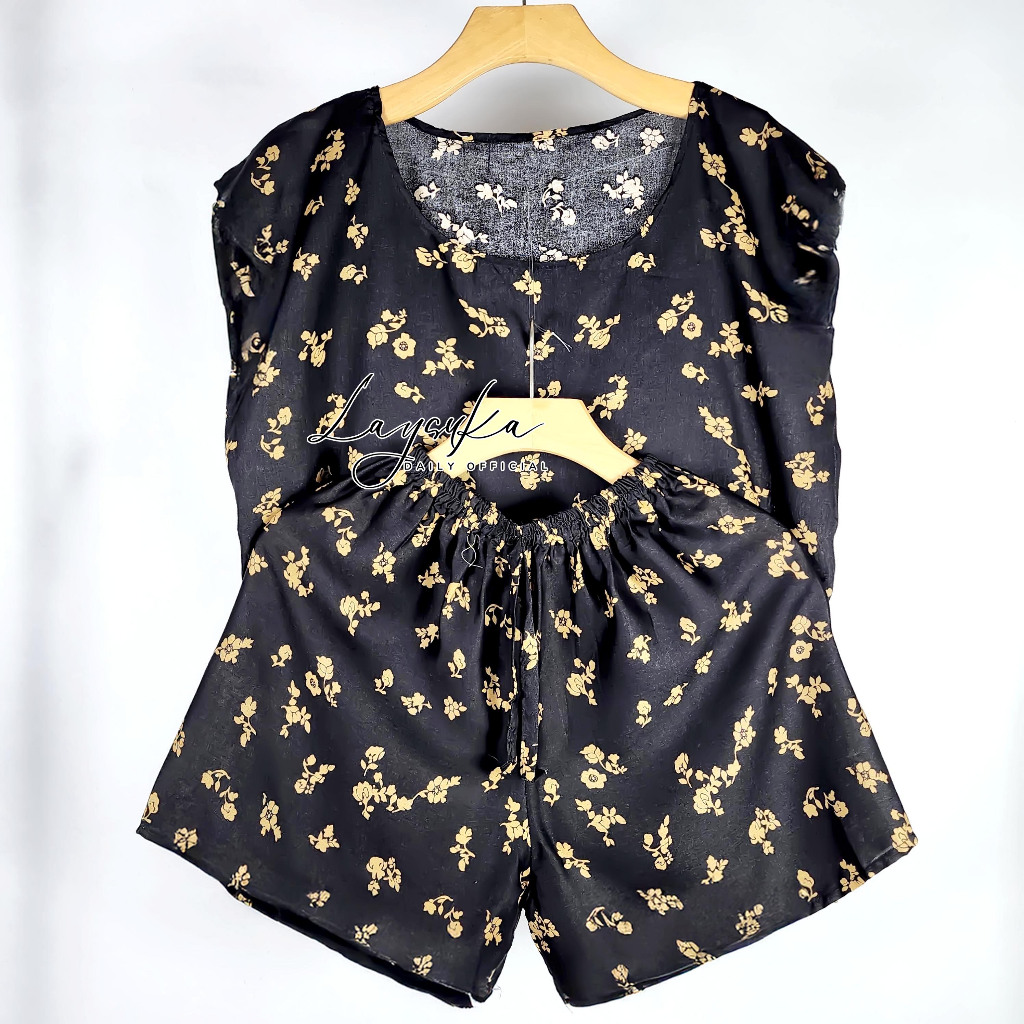 Setelan Baju Tidur Celana Pendek Bali Rayon