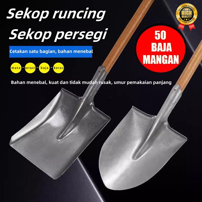 Shovel Gagang Kayu / Sekop Pasir / Sekop Kelas Industri / Sekop Shpvel Gagang Kayu / Sekop Runcing /