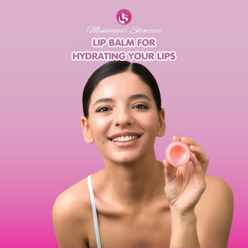 Muninggar skincare lip balm bibir terhidrasi warna pink tahan lama