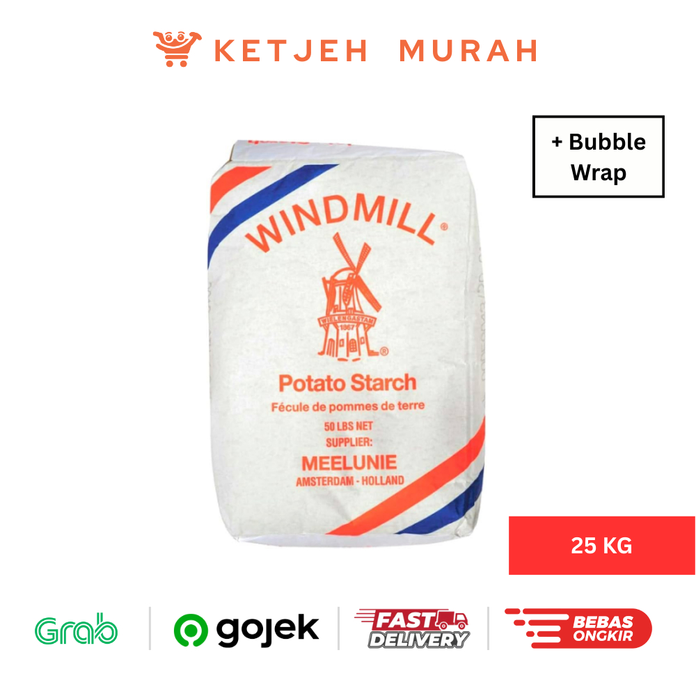 

Potato Starch WindMill Tepung kentang / Sang Fen MEELUNIE 25 KG [Pengiriman Reguler & Cargo]