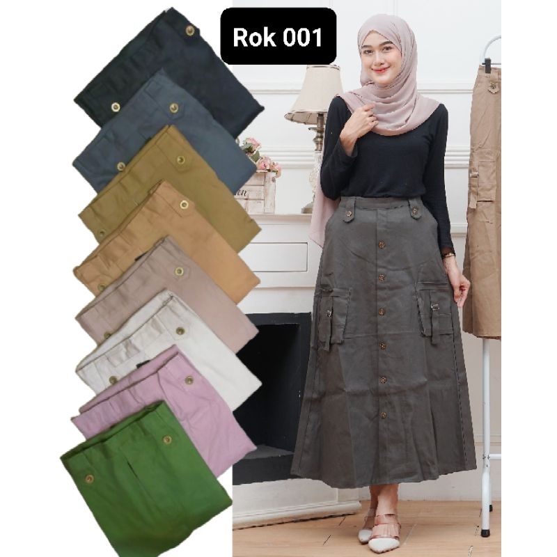 Rok cargo combat cotton | Rok bawahan polos katun | Rok span katun polos | Rok span cargo kain Comba