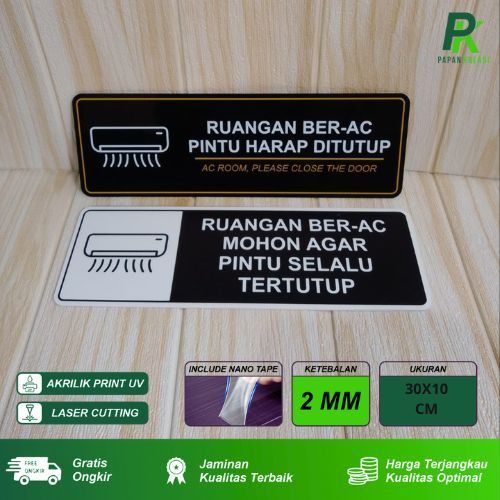 

Sign Akrilik Ruangan Ber AC Ukuran 30 X 10 Signboard Ruangan Ber AC Mohon Agar Pintu Selalu Tertutup