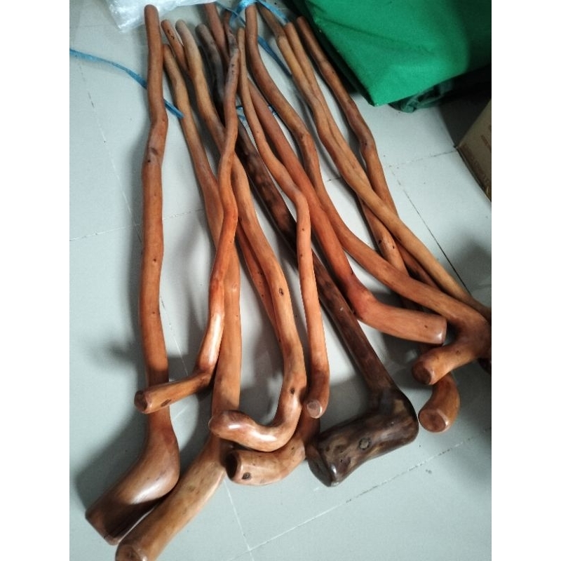 tongkat jalan kayu stigi laut asli