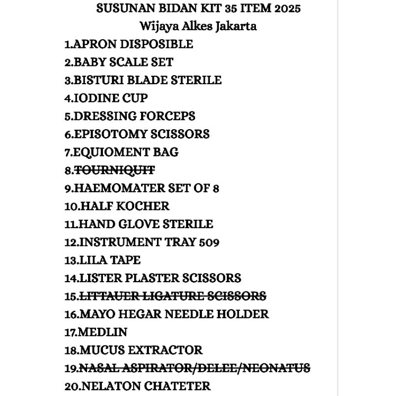 BIDAN KIT LENGKAP 35 ITEM