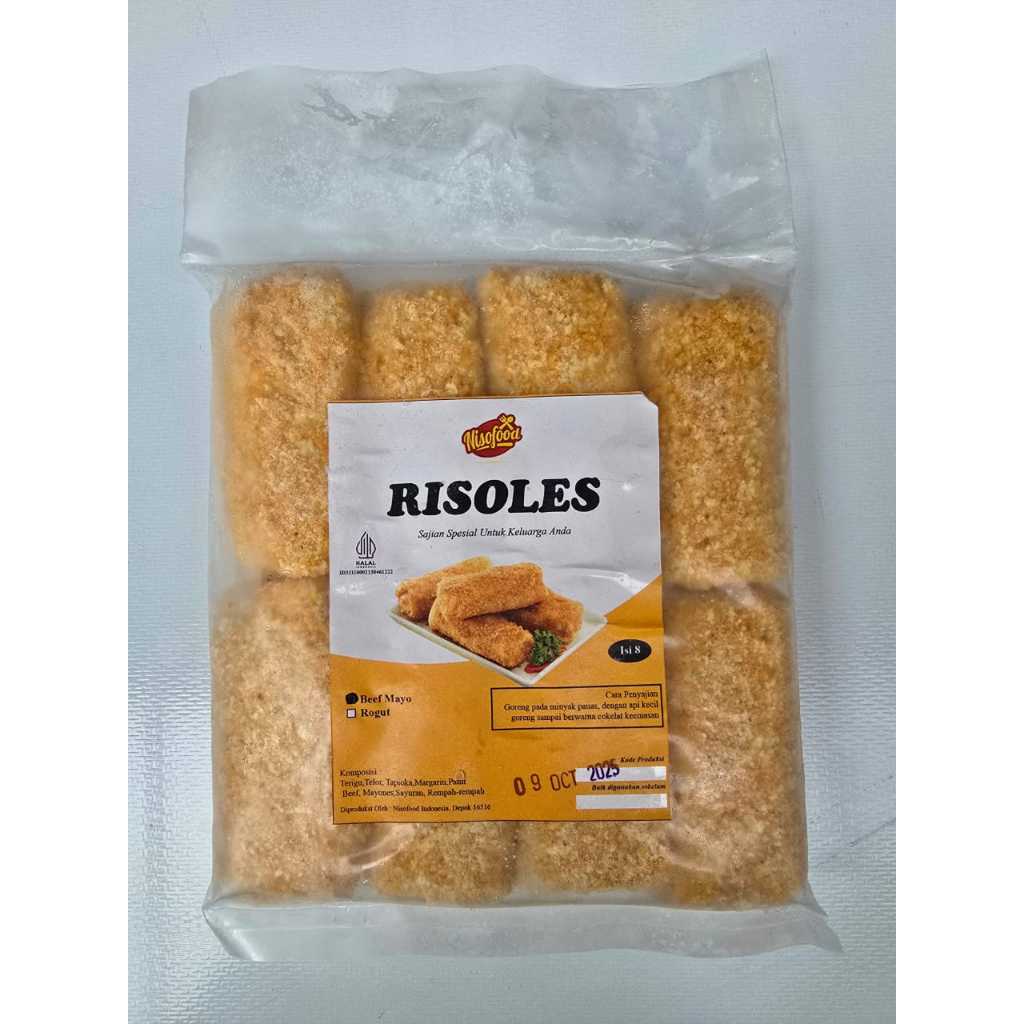

Frozen Risoles Smoke Beef Telur Mayo Rogut Makanan Cemilan Sehat Isi 8