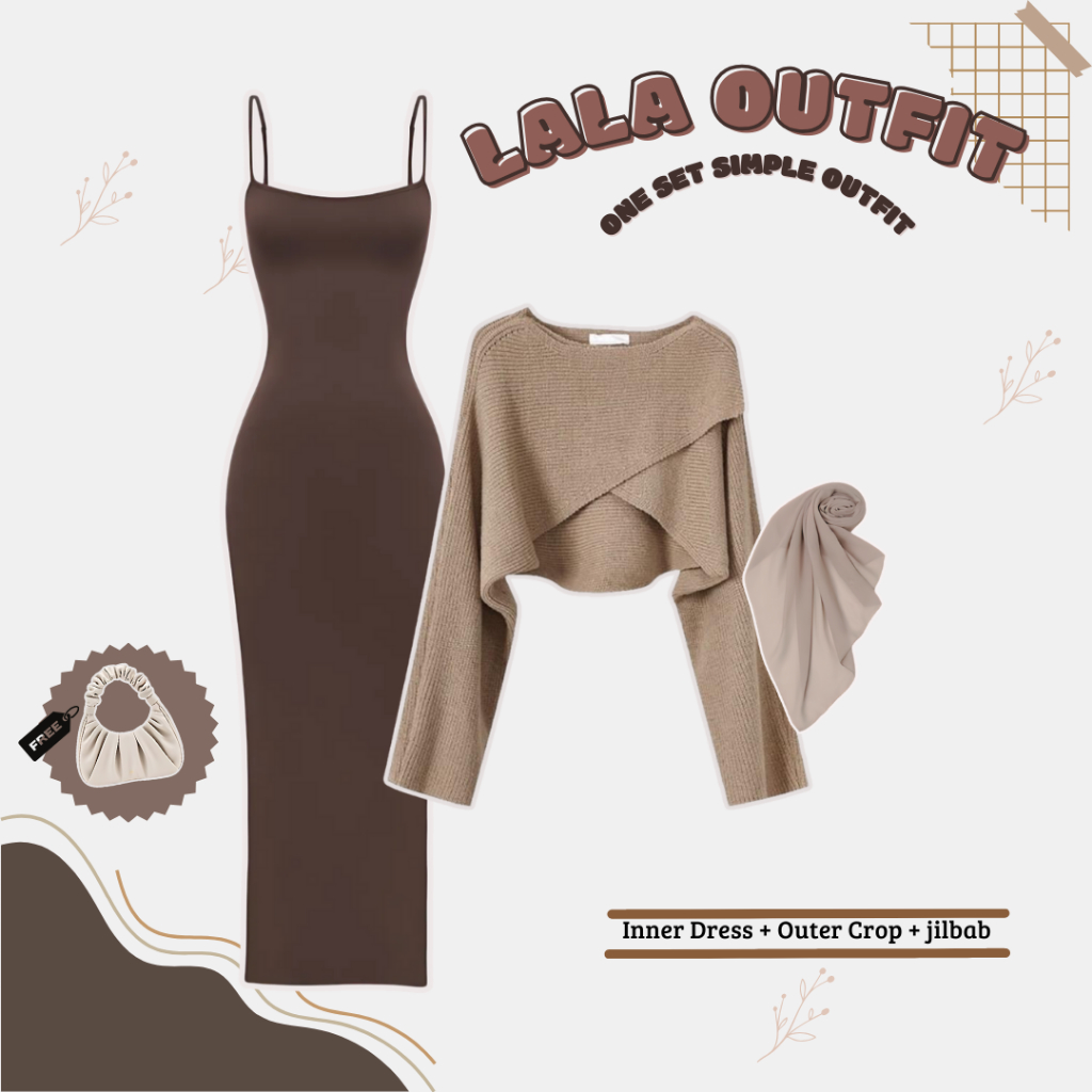Setelan 3in1 Outfit Remaja OOTD Nongkrong Dinner ( Inner, Outer, Hijab ) BF3