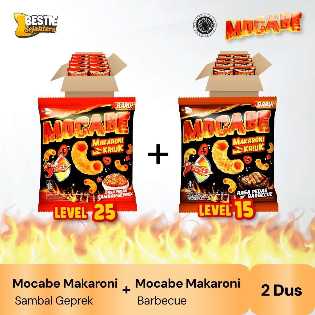 

Paket Bundling 2 Box - Mocabe Sambal Geprek + Barbecue - 120 Pcs - 25gr (Free 24 Pcs)