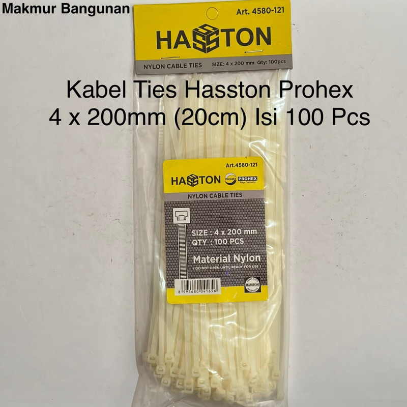 

Kabel Ties Hasston 20cm Isi 100 Pcs | Nylon Cable Putih 4 x 200mm Prohex | Tali Pengikat Barang Kabel Tis | Ikat Pagar | Ikat Plastik
