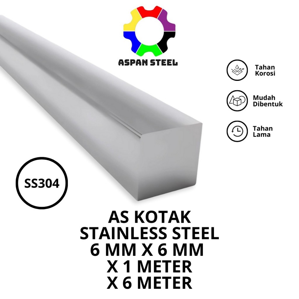 As kotak 6mm x 6mm stainless steel 304