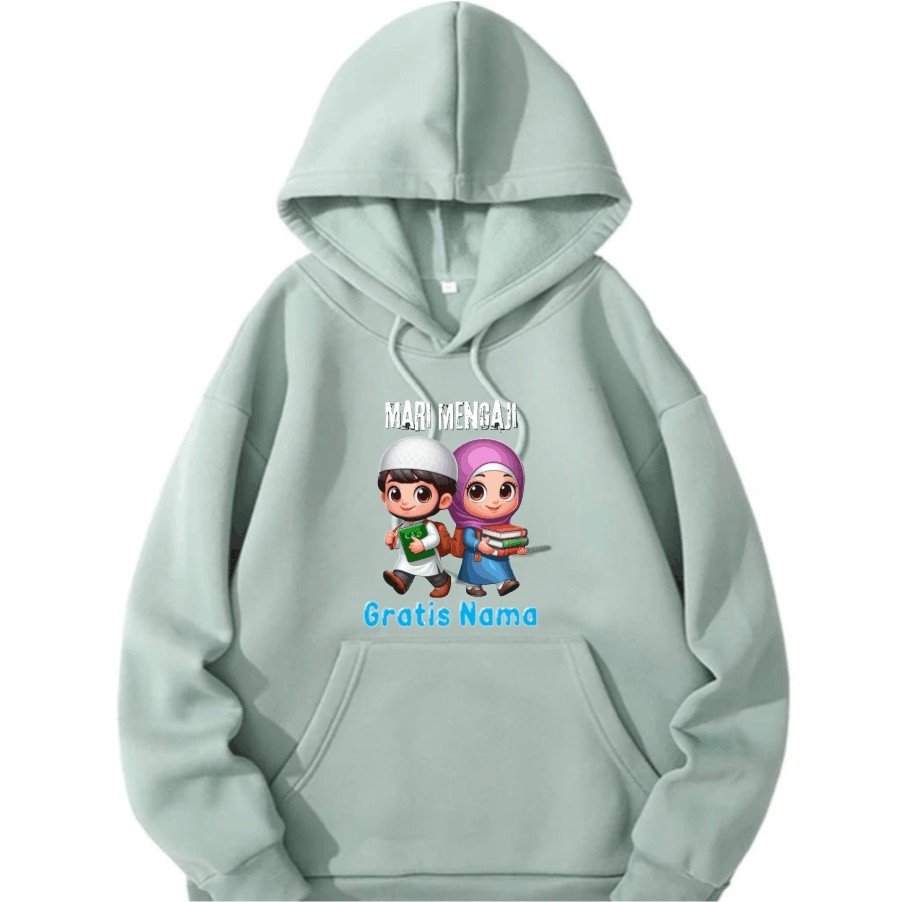 Jaket Hoodie Anak Cowok Cewek Unisex Jaket Sweater Hoodie Anak Ngaji Muslim Islami Mari Mengaji Kids