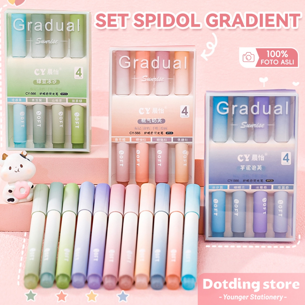 

【Dotding】1 Set Isi 4 Highlighter Warna Pastel Terang / 1 Set Stabilo Spidol Lukis Alat Tulis Siswa Perlengkapan Sekolah H277